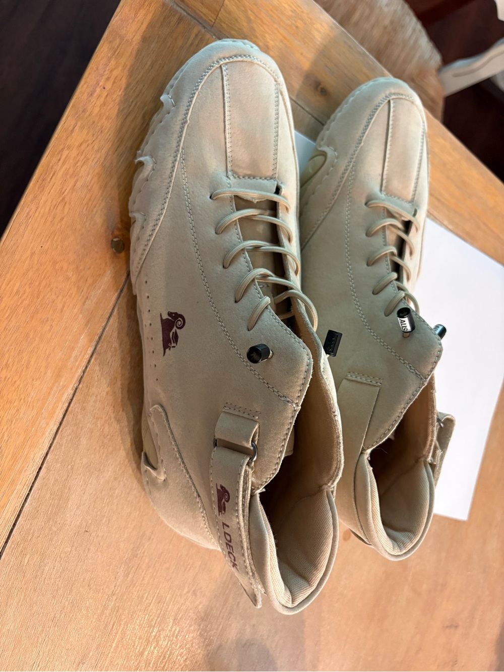 Men's Lace-Up Suede Sneakers in Beige